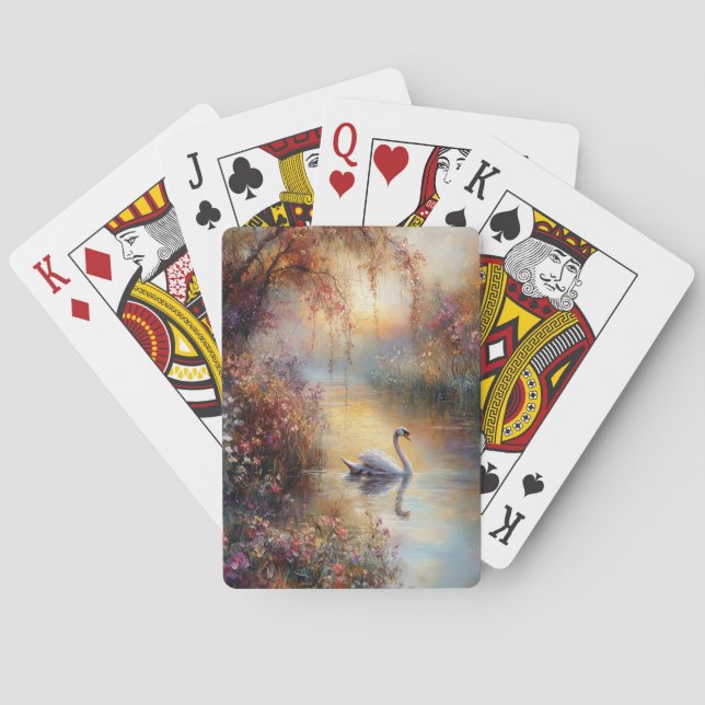 Svan Rustic Impressionist Painting Casinokort (Baksidan)