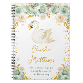 Svan Sage Grönt och Guld Ro Birgestatistik Anteckningsbok