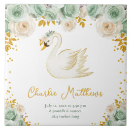 Svan Sage Grönt och Guld Ro Birgestatistik Kakelplatta