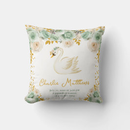 Svan Sage Grönt och Guld Ro Birgestatistik Kudde