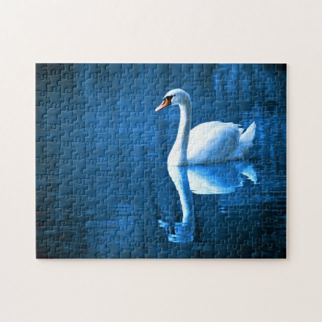 Svan simning i Sjö Jigszle Puzzle Photo Pussel (Horisontell)