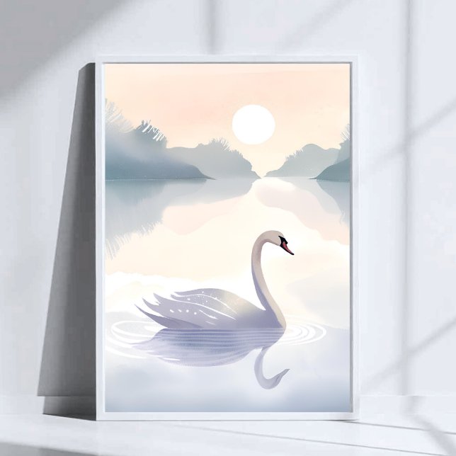 Svan Sjö | Akvarell Ljus Luftig Målning Poster (Skapare uppladdad)