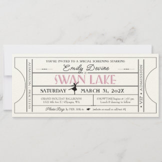 Svan Sjö Birthday Party Ticket Inbjudan