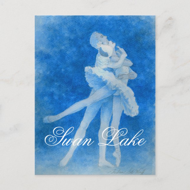 Svan Sjö Pas de Deux-vykort Vykort (Framsida)
