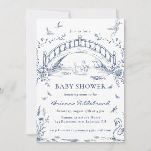Svan Sjö Toalett Chinoiserie Baby Shower Inbjudan