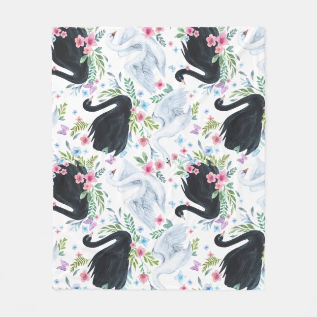 Svan Sjö: Vattenfärg Pastel Mönster. Fleecefilt (Framsidan)