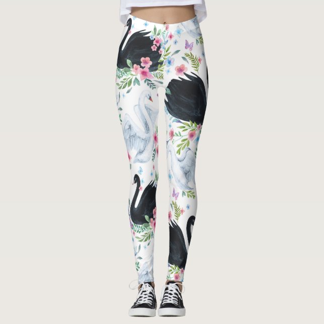 Svan Sjö: Vattenfärg Pastel Mönster. Leggings (Framsida)