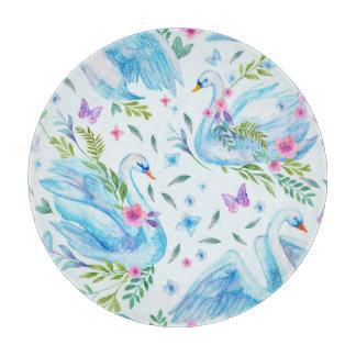 Svan sjö, vattenfärgen söt, sömlös mönster.