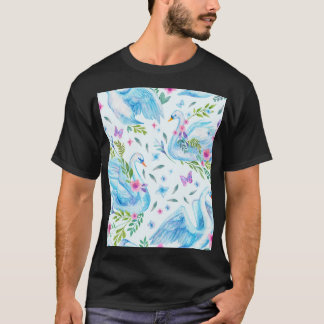 Svan sjö, vattenfärgen söt, sömlös mönster. t shirt