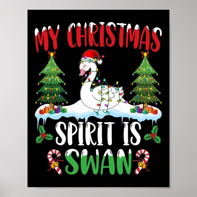 Svan som bär jultomtehatt Xmas - Julstämning Är  Poster (Framsidan)