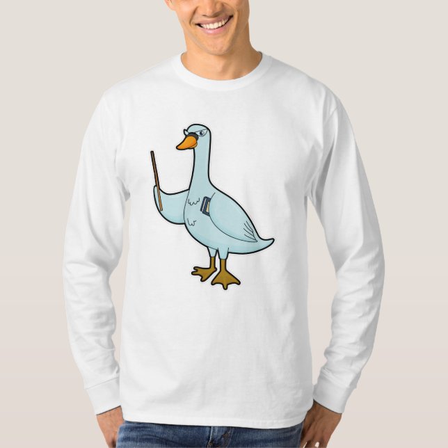 Svan som lärare med Bok och pekare T Shirt (Framsida)