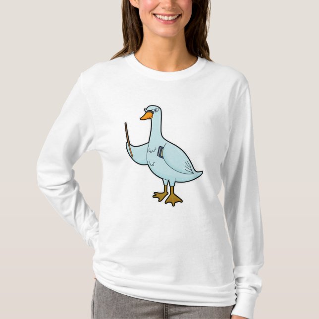 Svan som lärare med Bok och pekare T Shirt (Framsida)