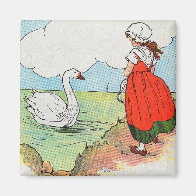 Svan, Svan över havet Mor Goose Nursery Rhyme Magnet (Framsidan)