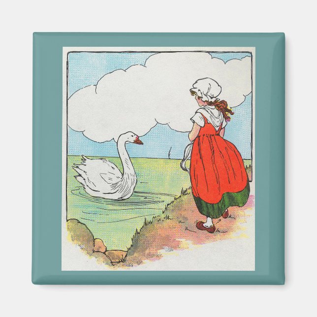 Svan, Svan över havet Mor Goose Nursery Rhyme Magnet (Framsidan)