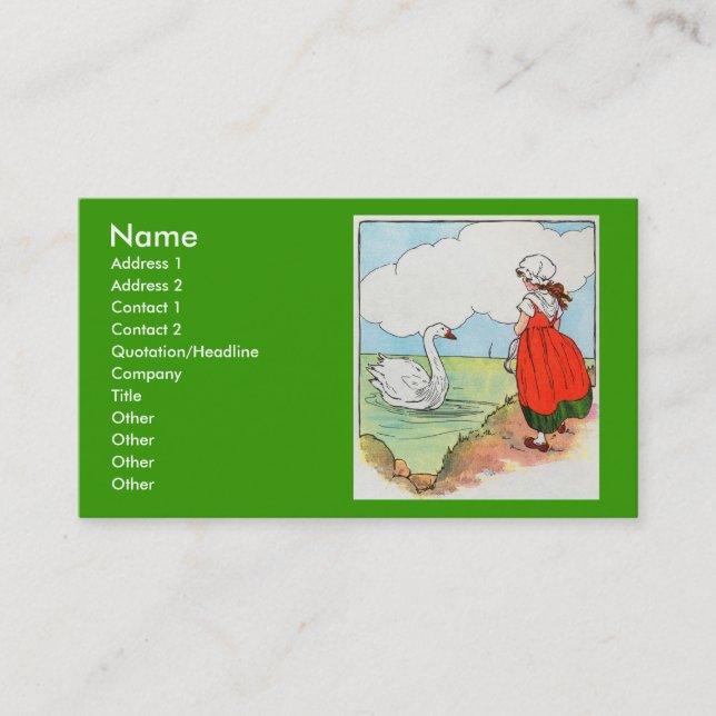 Svan svan, över havet.  Simma svan, simma! Visitkort (Framsida)