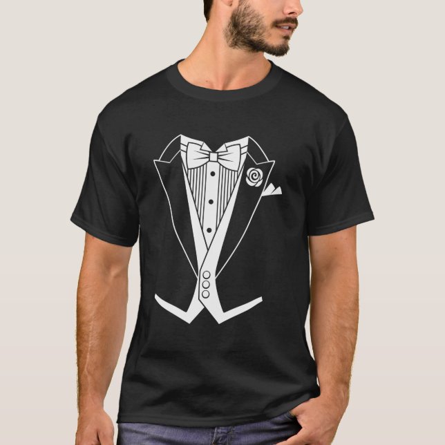 Svan Tuxedo White Tie T Shirt (Framsida)