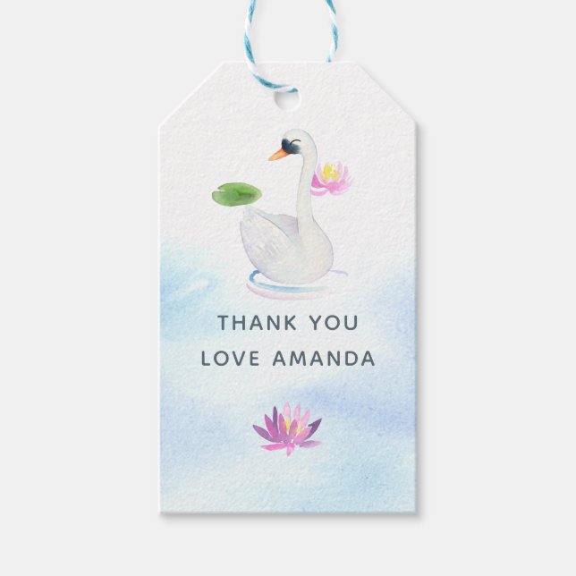 Svan vattenfärg presentetikett (Framsidan)