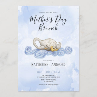 Svan vattenfärgsbrunch mors dag inbjudningar