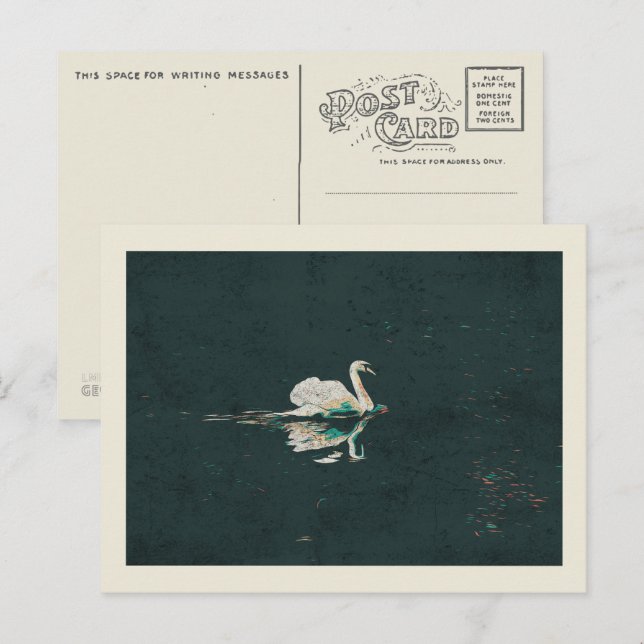 Svan vid sjö vykort (Fram/baksida)