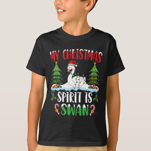 Svan Wearing Santa Hat Julafton - julandan är T Shirt (Framsida)