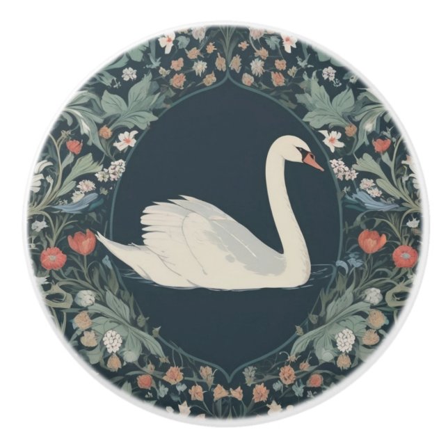 Svan William Morris stil Höger mot Blommigt Knopp (Framsidan)
