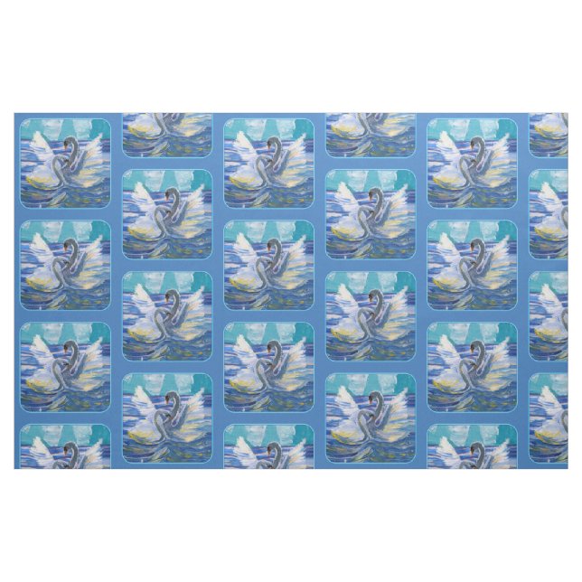 Svanar "Art by Kids" Tyg (Fat Quarter)