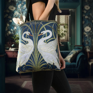 Svanar Art Deco Nouveau Walter Crane Victorian Tygkasse