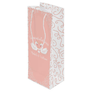 Svanar Baby Shower Bird med Krona Co- Ed Peach