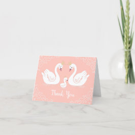 Svanar Baby Shower Bird med Krona Co- Ed Peach Tack Kort