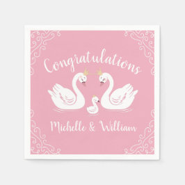 Svanar Baby Shower Bird med Krona Co-Ed Rosa Pappersservett