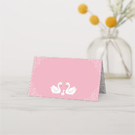 Svanar Baby Shower Bird med Krona Co-Ed Rosa Placeringskort