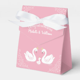 Svanar Baby Shower Bird med Krona Co-Ed Rosa Presentaskar