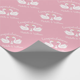 Svanar Baby Shower Bird med Krona Co-Ed Rosa Presentpapper