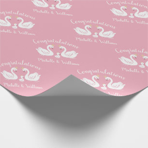 Svanar Baby Shower Bird med Krona Co-Ed Rosa Presentpapper