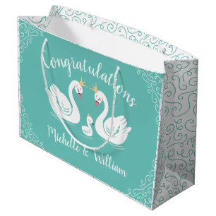 Svanar Baby Shower Bird med Krona Co-Ed Teal