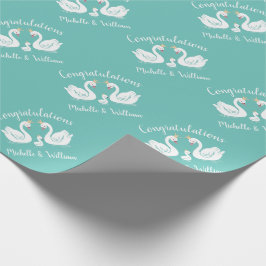 Svanar Baby Shower Bird med Krona Co-Ed Teal Presentpapper