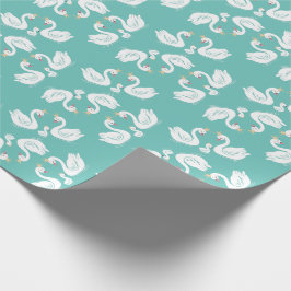 Svanar Baby Shower Bird med Krona Co-Ed Teal Presentpapper