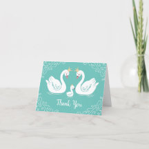 Svanar Baby Shower Bird med Krona Co-Ed Teal