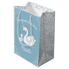 Svanar Baby Shower Bird med Krona Theme Blue