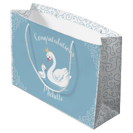 Svanar Baby Shower Bird med Krona Theme Blue