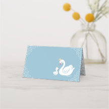 Svanar Baby Shower Bird med Krona Theme Blue