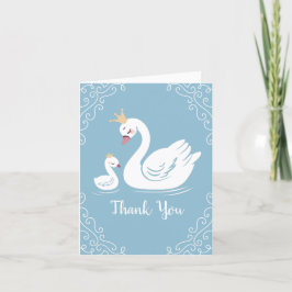Svanar Baby Shower Bird med Krona Theme Blue Tack Kort
