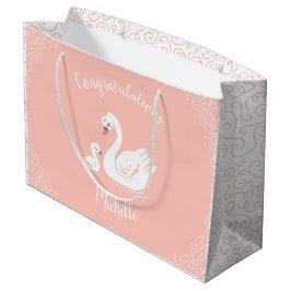 Svanar Baby Shower Bird med Krona Theme Peach
