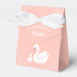 Svanar Baby Shower Bird med Krona Theme Peach Presentaskar