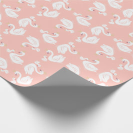 Svanar Baby Shower Bird med Krona Theme Peach Presentpapper