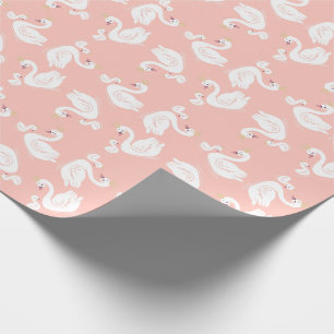 Svanar Baby Shower Bird med Krona Theme Peach Presentpapper