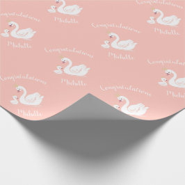 Svanar Baby Shower Bird med Krona Theme Peach Presentpapper
