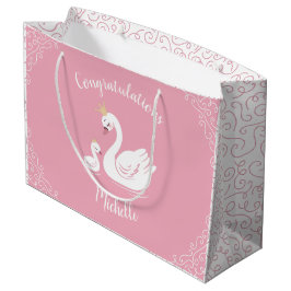 Svanar Baby Shower Bird med Krona Theme Rosa