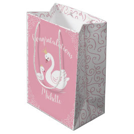 Svanar Baby Shower Bird med Krona Theme Rosa
