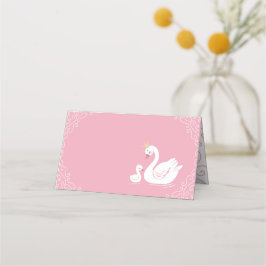 Svanar Baby Shower Bird med Krona Theme Rosa Placeringskort